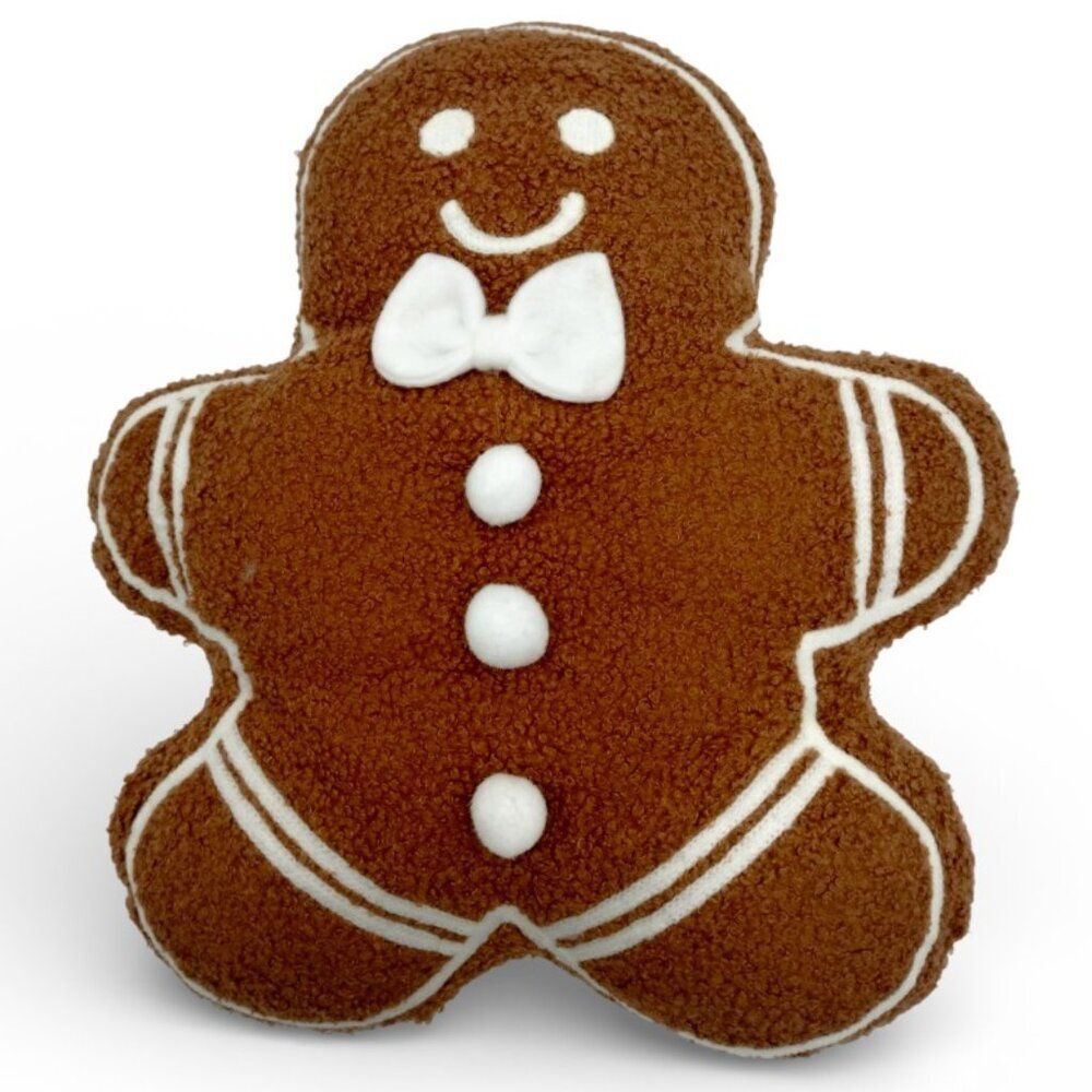 4Pc Gingerbread Man House Snowflake Boucle Sherpa Grandmacore Throw Pillows Set - Picture 2 of 10
